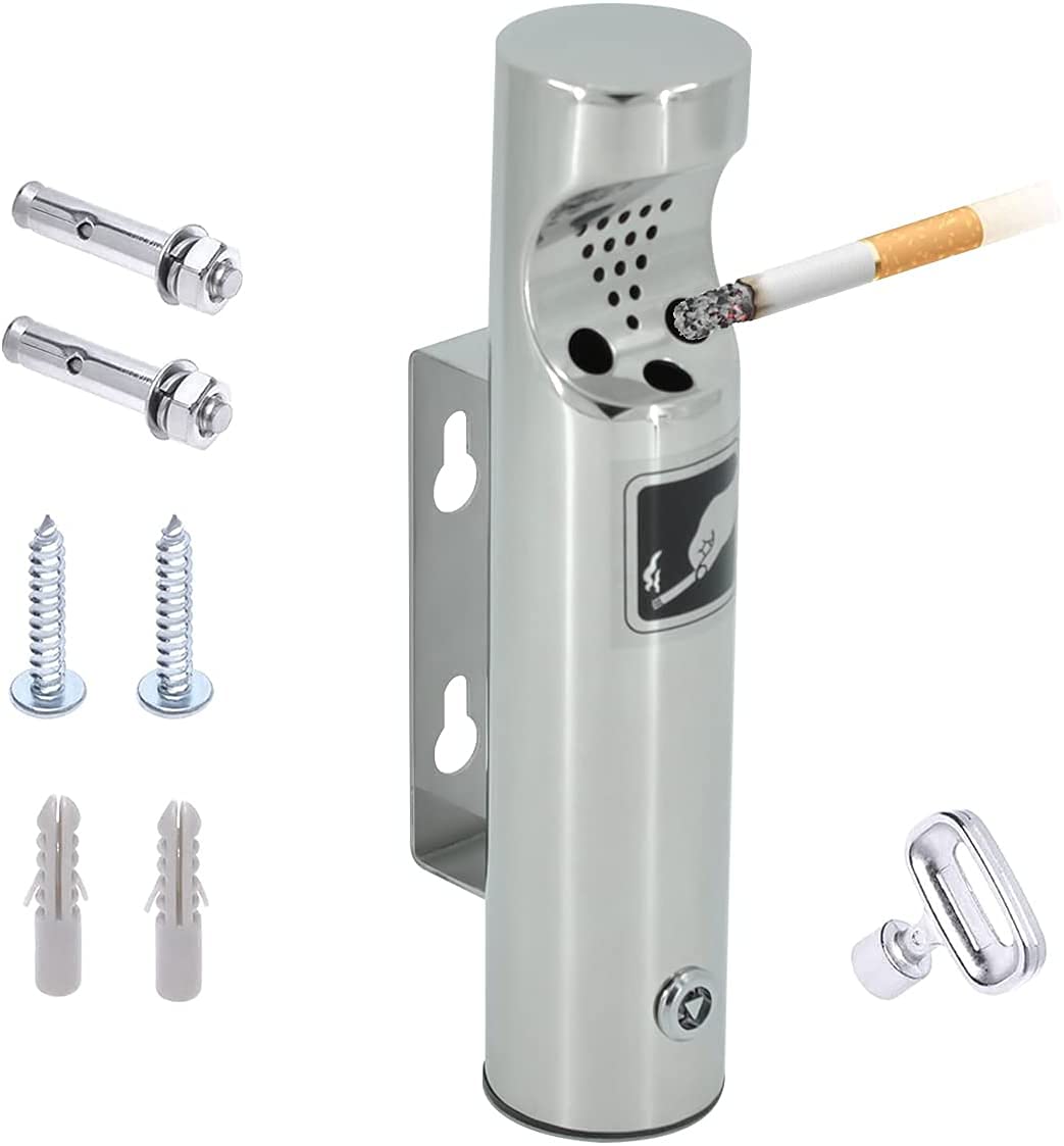 Wall Mounted Outdoor Stainless Steel Cigarette Butt Receptacle ?Silver ...