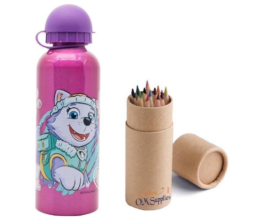 Patrol Girl Characters Aluminium Sports Bottle 530ml - Holiday, Back to School Water Drinking Kids Lunch Children Includes Half Size 12pcs (Patrol Girl)
