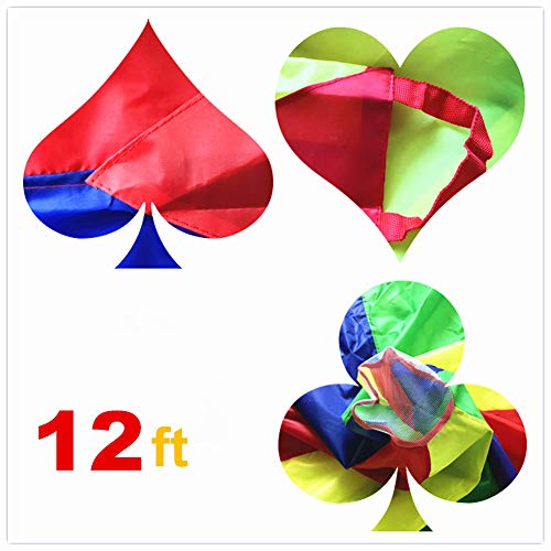 Kids Play Parachute 12ft Kids Sport Parachute with 8 Easy Hold Handles for Team Game - Thumbnail 3