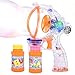 KKONES Bubble Gun Bubble Blower with LED Flashing Lights and Music, Bubble Toy for 1 2 3 4 5 Year Old Girls and Boys