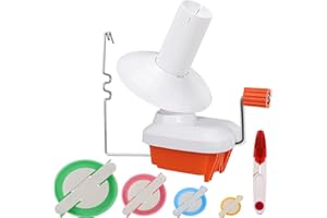 KNEWMART Yarn Ball Winder, Weaving Ball WinderNeedle Craft Yarn Ball Winder, with Metal Handle and Table clamp,Sturdy with Pompom Maker in 4 Sizes +1pcs Scissors