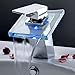 Deck Mount Modern Single Handle Widespread Waterfall Bathroom Vessel Sink LED Faucet Chrome Bath Tub Mixer