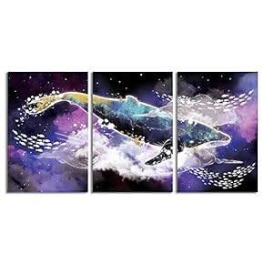 Canvas Wall Art Abstract Beautiful Sky Fantasy Painting Artwork for Home Prints Framed - 16"x24" x 3 Panels