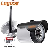 Logisaf Security IP Camera Outdoor Wireless Wifi with 16G Micro SD Card, Support Iphone Android Remote Viewing, IP Security Bullet Camera