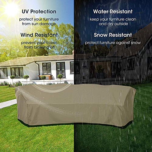 SunPatio Outdoor Sectional Couch Cover, 150"L(back)/112"L(front) x 36"W