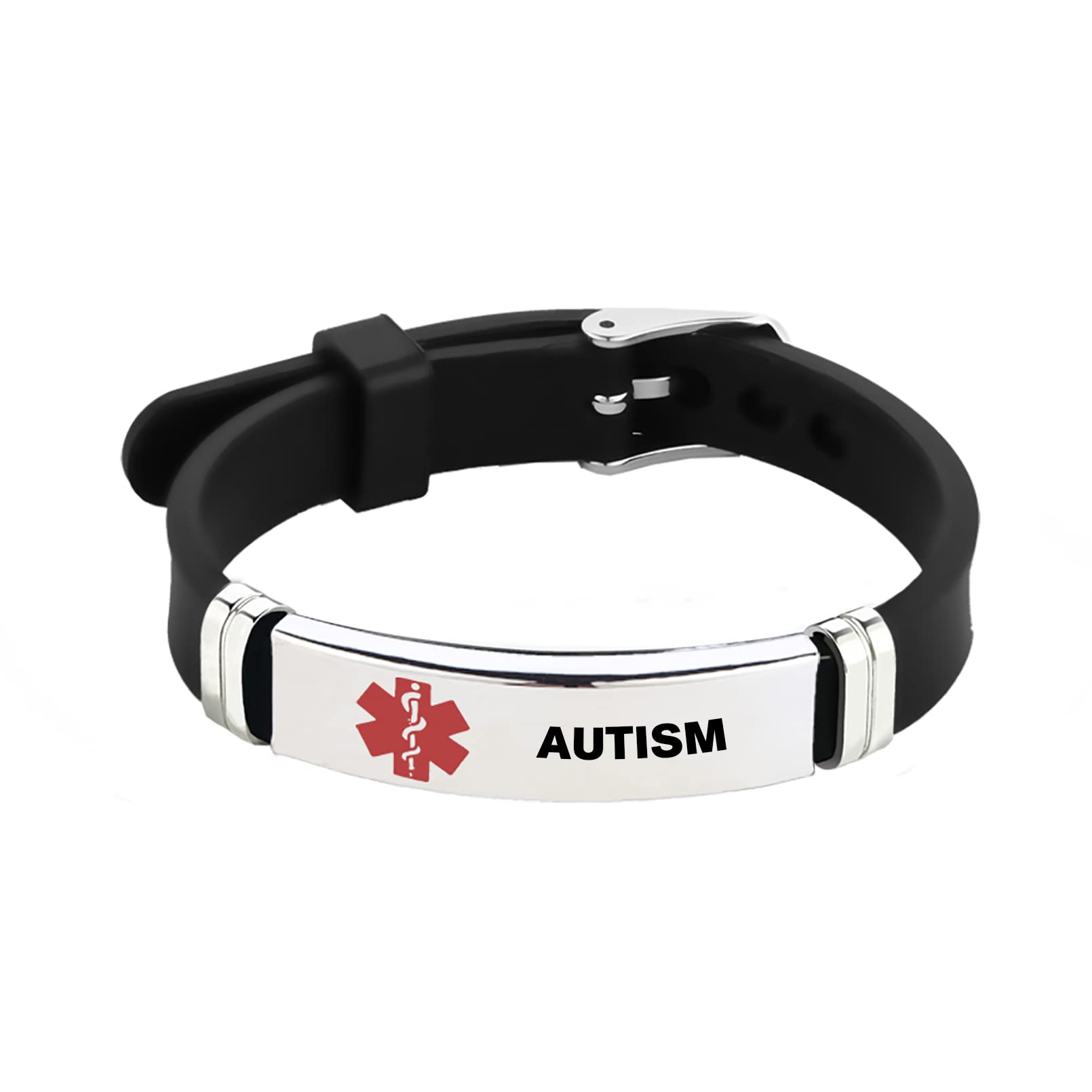 LSxAB Medical Alert Autism Bracelet for Men Women Emergency First Aid Seniors Health Alarm Laser Engraved Adjustable Silicone Wristband Bracelets