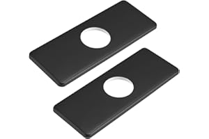KANFOUAELA 2pcs 6" Hole Cover Deck Plate for Bathroom Vanity Sink, 3-to-1 Bathroom Faucet Escutcheon Plate, Rectangle, Stainless Steel (Matte Black)