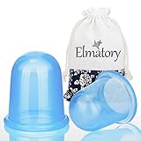 Elmatory Upgraded Medical grade silicone Anti Cellulite Vacuum Cup 2pcs Cupping Therapy Set Body Massage cups - 2 sizes cups (1 large + 1 medium)