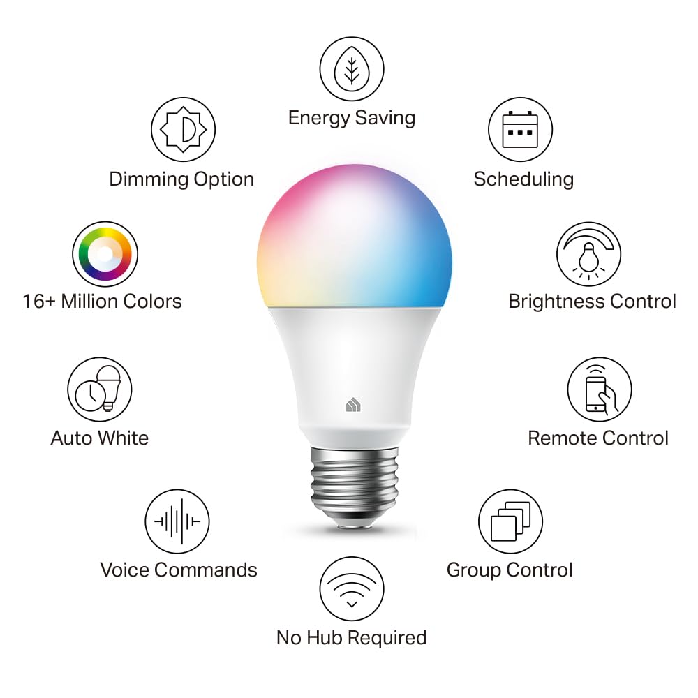 New Kasa Smart Bulb, Full Color Changing Dimmable Smart WiFi Light Bulb Compatible with Alexa and Google Home, A19, 9W 800 Lumens,2.4Ghz only, No Hub Required, 1-Pack (KL125), Multicolor - View 3