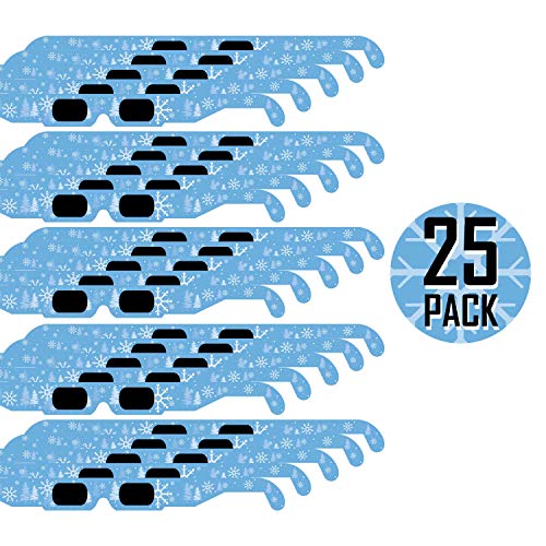 Christmas 3D Glasses – Holiday Specs Transform Lights into Magical Snowflake Image (25 Pack)