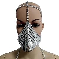 Aoile Unique Metal Head Chain Mask Face Jewelry for Halloween Cospaly Party Fancy Dress Ball Gift