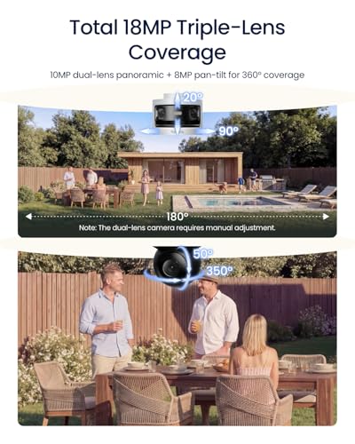 Reolink OMVI 3i WiFi, 10MP+8MP Triple-Lens Panoramic Pan-Tilt Outdoor Security Camera, SyncTrack & Auto Tracking, Dual-Band WiFi 6, Smart AI Detection, Local AI Video Search, No Monthly Fees
