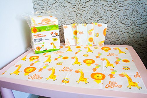 30 Large Disposable Changing Pads Mats Sanitary Baby Infant Toddler Diaper Liners Covers for Travel Changing Station Tables. Soft and Waterproof. Protect Against Germs. Buy Now!