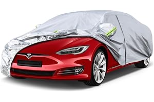 Kaugung 6 Layers Car Cover Custom Fit Tesla Model S from 2012 to 2025, Waterproof Car Cover All Weather for Automobiles Outdoor Indoor with Zipper Door, Sun Rain Dust Snow Protection.