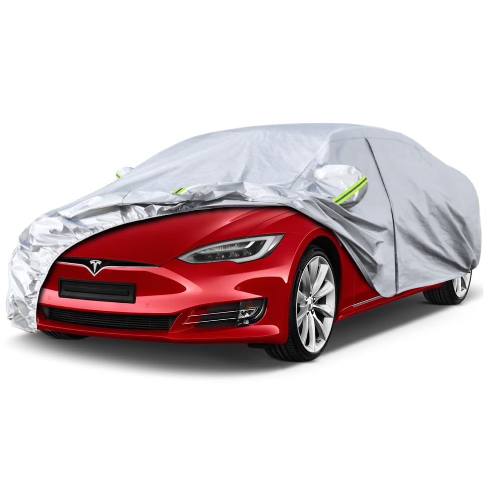 Photo 1 of Kaugung 6 Layers Car Cover Custom Fit Tesla Model S from 2012 to 2025, Waterproof Car Cover All Weather for Automobiles Outdoor Indoor with Zipper Door, Sun Rain Dust Snow Protection.