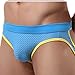 Outtop (TM) Men's Sexy Lycra Mesh Bulge Sexy Low Rise Jock Straps Briefs Thong Shorts Underpants (L, Blue) (L, Blue)