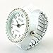 White Womens Crystal Quartz Finger Ring Watch with Gift Box