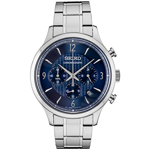 Cronógrafo de acero inoxidable en tono plateado para hombre con calendario de fecha