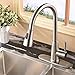 Commercial Stainless Steel Single Handle Pull Down Sprayer Kitchen Sink Faucet, Brushed Nickel Kitchen Faucet With Deck Plate