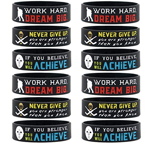 12-pack-Hockey-Wristbands-with-Motivational-Quotes-Wholesale-Bulk-Hockey-Bracelets-for-Hockey-Theme-Party-Favors-Supplies-Giveaway-Gifts-for-Hockey-Team-Unisex-for-Boys-Girls-Men-Women