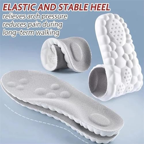 4D Cloud Technology Insole - Super Soft Comfort Insoles, Soft Foot Protection Cloud Feeling Insole, U-Shape Memory Foam Insoles, 4D Sports Memory Foam Insoles (Gray, Men 10.5-11.5/Women 12-13)