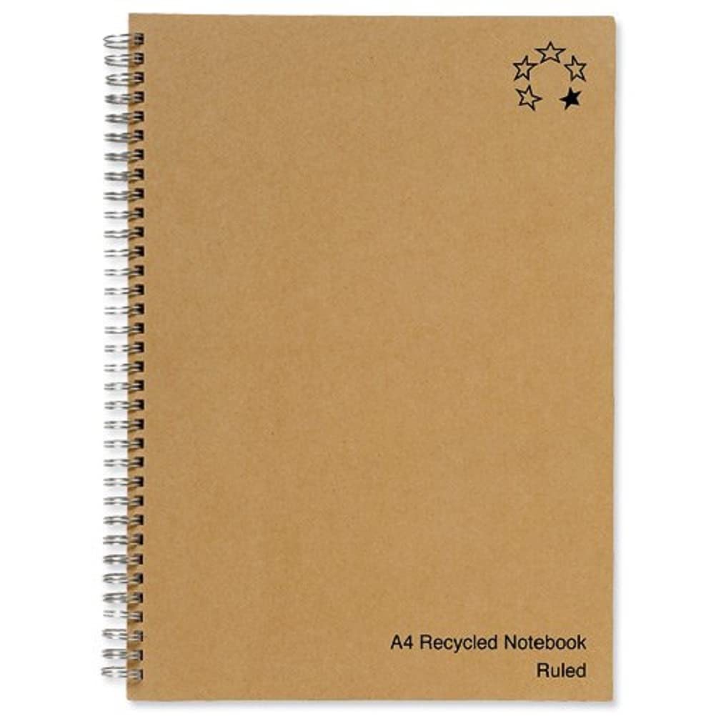 5 Star Notebook Wirebound Hard Cover Recycled 80gsm A4 Manilla [Pack of 5]