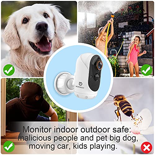 WONGKUO 2021 Upgraded Security Camera Outdoor Wireless 170 Wide Angle View WiFi Rechargeable 1080P Surveillance Camera Home Security Camera System PIR Motion Detection Baby Elder Pet Camera Monitor