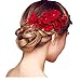 Meiysh Handmade Flower Side Hair Comb Bridal Headpiece Wedding Accessories-Wine red