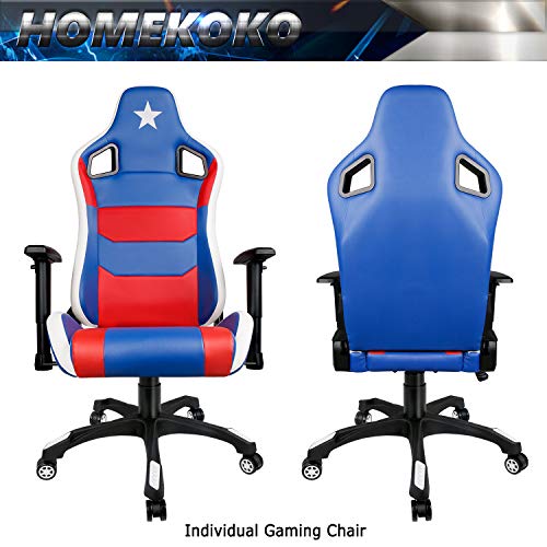 PC Gaming Chair High Back Racing Chair with Adjustable Armrest Blue Red USA Game Chair with Lumbar Support for Men and Women