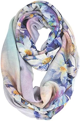 Ws Natural Floral Woman's Fashion Large Scarf / Shawl Super Soft and Light Weight 100% 80s Fine Wool with Gift Box (Purple Rain)