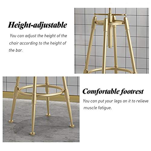 QTQHOME Verstellbarer Barhocker aus Metall, moderner Hocker mit Samt, goldene Beine, rustikaler Landhaus-Barstuhl für… – Bild 5