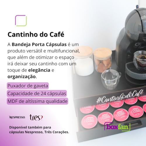 Bandeja Porta Capsula Dolce Gust0 Cantinho do Café Preta com gaveta porta cápsulas mdf organizador