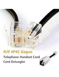 Auricular de teléfono auricular Cordón desenredadores, uvital 2 Pack landline Cord Cable 10 ft Siatelecoms (1.2 ft en espiral) y paquete de 2 antienredos Cable de teléfono Desenredador rotación de 360 grados Cable giratorio (Negro)