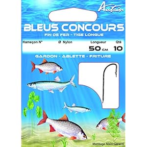 Autain 10 Hameçons Montés Bleus Concours 50cm