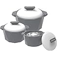 Pinnacle Insulated Casserole Dish with Lid 3 pc Set 3/2/1 qt. Hot Pot Food Warmer/Cooler –Thermal Soup/Salad Serving Bowl- Stainless Steel Hot Food Container–Best Gift Set for Moms –Holidays