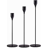 SUJUN Matte Black Candle Holders Set of 3 for Taper Candles, Decorative Candlestick Holder for Wedding, Dinning, Party, Fits 3/4 inch Thick Candle&Led Candles (Metal Candle Stand)