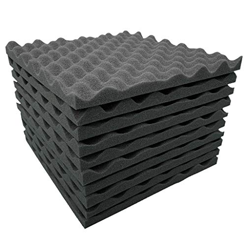 Weite 10 Pieces Soft Sponge Self-Adhesive Egg Groove Sound-Absorbing Acoustic Foam Panels Kit, Soundproof Foam Wedge Wall Stickers for Recording Studio Drum Piano KTV Sing Room, 30cm (Black)