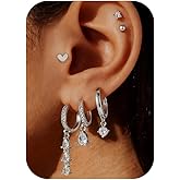 PARIVEA Small Gold Hoop Earrings for Women Hypoallergenic 14K Gold Plated Stud Huggie Earring Sets for Multiple Piercing Dainty Cute Earring Stacks Cartilage Studs Trendy Gold Jewelry Gifts