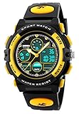 Kid Watch 50M Waterproof Sport LED Alarm Stopwatch Digital Child Quartz Wristwatch for Boy Girl Yellow