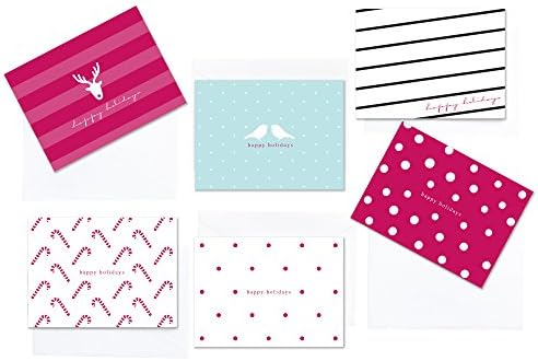 Happy Holidays Blank Greeting Cards, Bulk Box Set Pack of 36 Assorted Cardstock & Envelopes for Kids, Business, Family, Friends (Small 3.5" x 5")