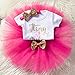 NNJXD Girl Newborn It's My 1st Birthday 3 Pcs Outfits Romper+Skirt+Headband Size (1) 1 Years Rose