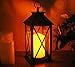 Black Decorative Lantern with Cross Bar Design - LED Pillar Candle with 5 Hour Timer included - Hanging or Sitting Decoration - 13
