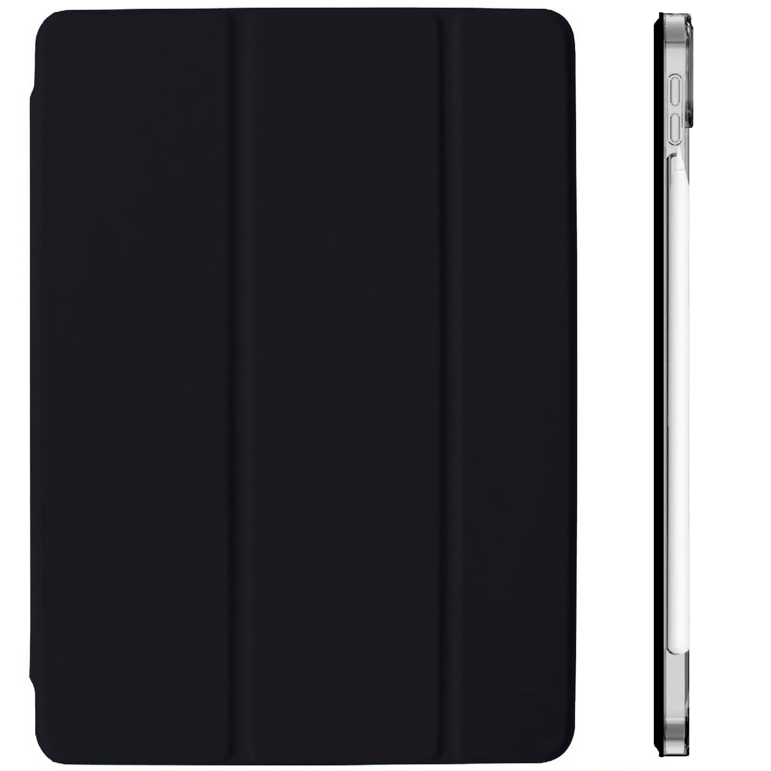 DuraSafe Cases for iPad PRO 12.9 Inch 5 4 3 Gen [ Pro 12.9 2021 2020 5th 4th 3rd Gen ] A2378 A2461 A2379 MY2H2B/A MXAT2B/A MXAV2B/A MXAX2B/A MY2J2B/A MXAU2B/A Hard PC Back Trifold Cover - Black