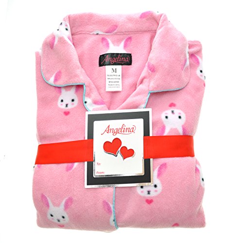 Angelina Women's Cozy Fleece | White Bunny Rabbit Pajamas For Women | Animals | Pajama Set with Pockets PJ56_S