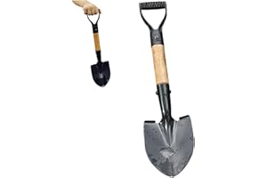 Kids Shovel, 14 Inch Metal Round Garden Shovel, Kids Gardening Tools with D-Handle for Camping Beach Digging, Garden