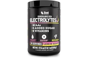 Zeal Naturals Electrolyte Powder Recovery Drink (90 Servings | Lemon Berry) w/ 0 Sugar +BCAAs +B-Vitamins Electrolyte Supplement w Potassium Zinc & Magnesium for Hydration - Keto Electrolytes