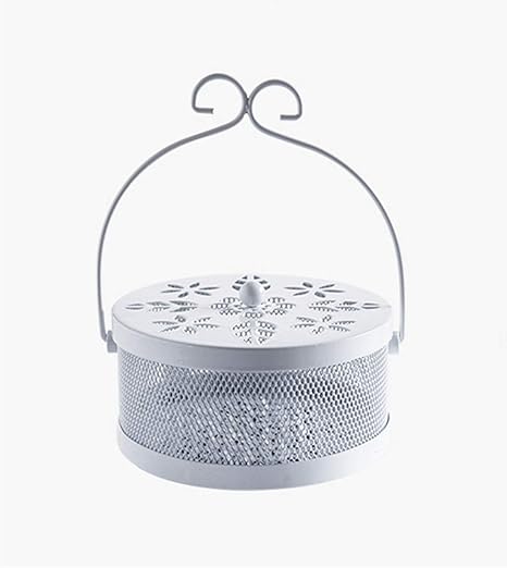 Amazon Co Jp 蚊取り線香入れ 蚊取り線香ホルダー 蚊遣り器 蚊取り器おしゃれ アジアン アイアン虫除け対策 スチール製 15 8cm White ホーム キッチン