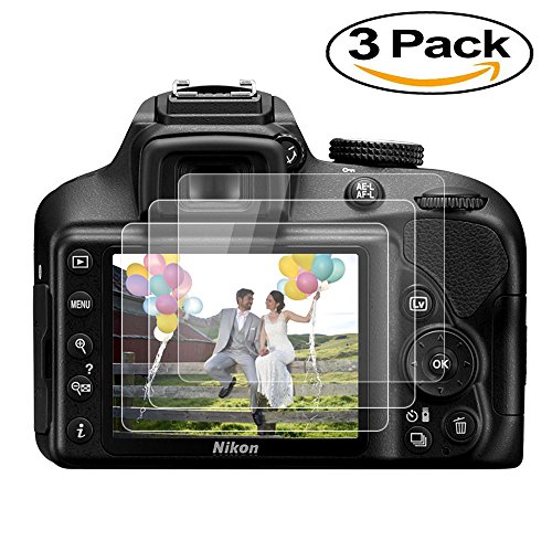 Glass Screen Protector for Nikon D3400 D3300 D3200 D3100 DSLR Camera, QIBOX Anti-Bubble Anti-scratch Anti-fingerprint Ultra-clear 9H Tempered Glass Shield[3 packs] - Thumbnail 2