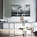 sechars - Large 3 Panel Tree Picture Wall Art Dark Forest Landscape Canvas Prints Tree of Life Painting for Living Room Home Office Decor