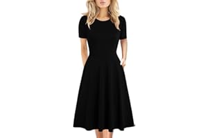 HELYO Women's Elegant Vintage Summer Casual Floral Print Work Party Swing A-Line Dress with Pockets H162